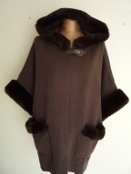 MONNARRI NOWE PONCZO brazowe Z FUTRAMI 42 44 46