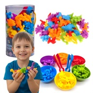 NAUKA KOLORÓW LICZENIA MONTESSORI SORTER EDUKACYJNY DLA DZIECI DINOZAURY