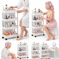 PÓŁKA ŁAZIENKOWA KUCHENNA REGAŁ MOBILNY NA KÓŁKACH 4 BIAŁA SZAFKA DO DOMU