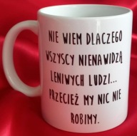 Kubek handmade z humorystycznym napisem