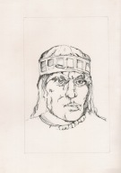 Wstępny szkic ilustracji do książki "Robaki Ziemi" R.E. Howarda