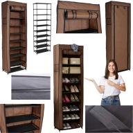 SZAFKA NA BUTY PÓŁKI TEKSTYLNA WYSOKA WĄSKA STOJAK REGAŁ ORGANIZER LEKKA