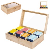 ORGANIZER BAMBUSOWY NA HERBATĘ PRZYPRAWY KAWĘ POJEMNIK KUCHENNY PUDEŁKO
