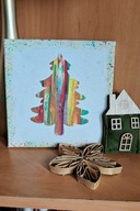 Dekoracja świąteczna ręcznie wykonana akrylami Płótno Prezent świąteczny