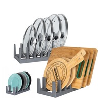 ORGANIZER DO SZUFLADY STOJAK NA POKRYWKI I TALERZE OMAK SZARY 6 MIEJSC