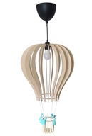 Duża Lampa sufitowa BALON abażur drewniany do pokoju dziecka oprawa czarna