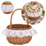 KOSZYK WIELKANOCNY WIKLINOWY NA ŚWIĘCONKĘ Z OPASKĄ HAFT ANGIELSKI