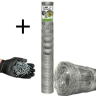 SIATKA OGRODZENIOWA DZIAŁKI LEŚNA OCYNKOWANA 180/24/15L GĘSTA + SKOBLE 50M