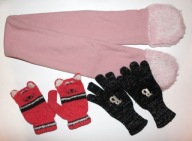 2x rękawiczki + szalik zestaw 134-146 8-11