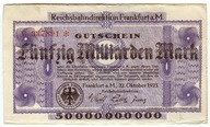 Niemcy - Banknot - 50 Milliarden Mark - 1923 - Reichsbahn - FRANKFURT