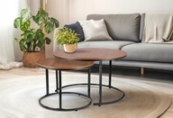 STOLIK kawowy czarny drewno mały ława stół ZESTAW salon