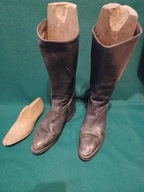 Polskie oficerki wrześniowe czarne, skórzane, kołkowane z prawidłami roz.29