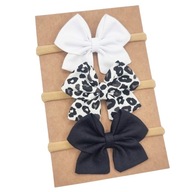 Opaski na głowę kokardki dla dziewczynki biała czarna i w panterkę