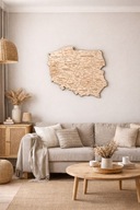 Mapa Polski Drewniana dekoracja ścienna sklejka naturalna prezent | 75 cm