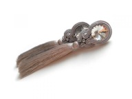 KOLCZYKI SUTASZ szare stalowe srebrne z chwostem