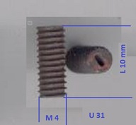 Ferrytowy walcowy rdzeń gwint M-4 materiał U-31 cena za 10 sztuk 11-3-5