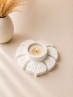 Świecznik Liść na Tealight Boho Handmade Gips Polimerowy 10x11 cm