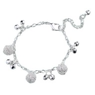 Srebrna bransoletka na kostkę z kulkami