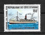 WYBRZEŻE KOŚCI SŁONIOWEJ -Dzień Znaczka-Statek pocztowy 1990** Mi1012 (1170