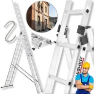 DRABINA ALUMINIOWA 3X12 150KG SKŁADANA WYSOKA NA SCHODY DACH 9M ROZKŁADANA