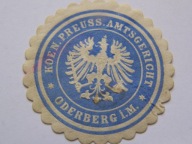 Niemcy Prusy - Królewski Sąd w ODERBERG i. M. - zalepka sądu