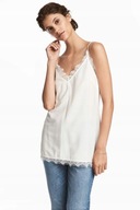 H & M podkoszulek koronka bieliźniany koronkowy top biały y2k długi boho
