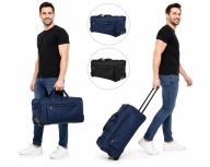 Torba podróżna czarna poliester 130 l na kółkach z wysuwanym uchwytem