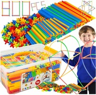 KLOCKI KONSTRUKCYJNE SŁOMKI PATYCZKI DO BUDOWANIA POJEMNIK ZESTAW XL 800 el