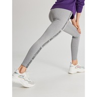 Cropp leginsy szare sportowe legginsy napis print melanżowe jasne