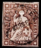 SZWAJCARIA 1854 – STRUBEL 5 r. – GABINETOWY – Sygnatura BRAUN – Klasyka