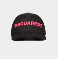 DSQUARED'2 bawełniana czarna czapka różowe hawftowane logo 3D Unisex
