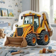 Poduszka kształtka, koparka 40cm dla małego chłopca, koparko-ładowarka