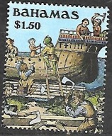 BAHAMY -500 rocz. odkrycia Ameryki-budowa karaweli 1989 ** Mi 694 z bl (525