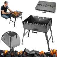 GRILL WĘGLOWY TURYSTYCZNY KEMPINGOWY MANGAL NA 8 SZPIKULCÓW 46x34cm WALIZKA