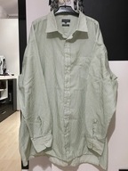 O Koszula Atlant subtelne biel zieleń pionowe paski kieszeń duża 3XL