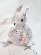 Lalka Tilda Sarenka len przytulanka handmade rękodzieło 47 cm