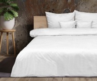 Posciel z Adamaszku 220x200 paski 1 cm Biała