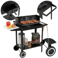 GRILL WĘGLOWY OGRODOWY STALOWY Z RUSZTEM 4 POZIOMY + PÓŁKI PROSTOKĄTNY GRIL