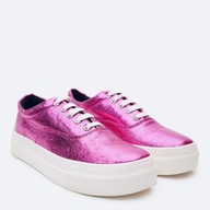 Pull&Bear różowe metaliczne platforma cekinowe trampki tenisówki srebrne 37