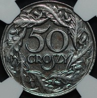 50 groszy 1938 - MS 62 - NGC - żelazo NIENIKLOWANE