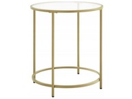 NOWY Stolik Kawowy Mały Okrągły Szklo Hartowane 50 x 50 x 55cm Ława Złoty