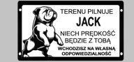 Tabliczka srebrna grawerowana uwaga PIES + imię psa na tabliczce