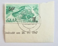 1947 Saarland Mi.238 Z II Br kasowany znaczek margines Wartość 200,- Euro