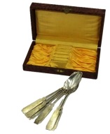 Komplet przedwojennych srebrnych łyżeczek 6 szt pr 800 Art Deco w etui