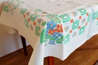 24299 OBRUS LNIANY Z NADRUKOWANYM WZOREM 139 X 138 cm