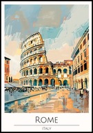 A2 KOLOROWY PLAKAT NR 2 MIASTO RZYM ROME WŁOCHY ITALY KOLOSEUM AKWARELA