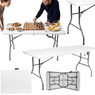 STÓŁ SKŁADANY OGRODOWY CATERINGOWY ROZKŁADANY WALIZKA DUŻY BIAŁY PLASTIKOWY