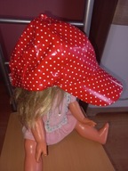 Czapka bejsbolówka przeciwdeszczowa czerwona groszki na lato nowa