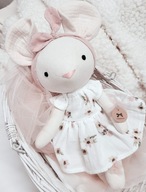 Lalka szmacianka rękodzieło 38 cm Myszka przytulanka handmade na prezent