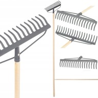 GRABIE METALOWE OGRODOWE DO LIŚCI DO SKOSZONEJ TRAWY DREWNIANY TRZON 154CM